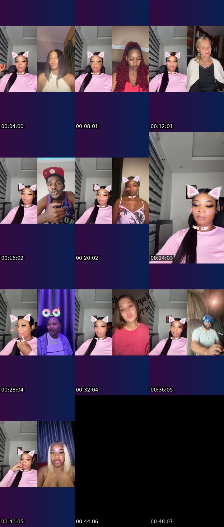 Contact-sheet preview of 🪽𝚁𝚊𝚌𝚑𝚎𝚕ꨄ💔's Liveme recording