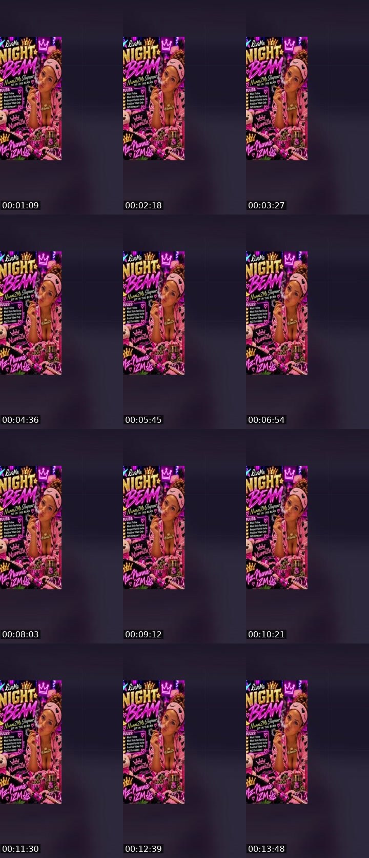 Contact-sheet preview of 👑Mz.Nunnie🌐iZM's Liveme recording