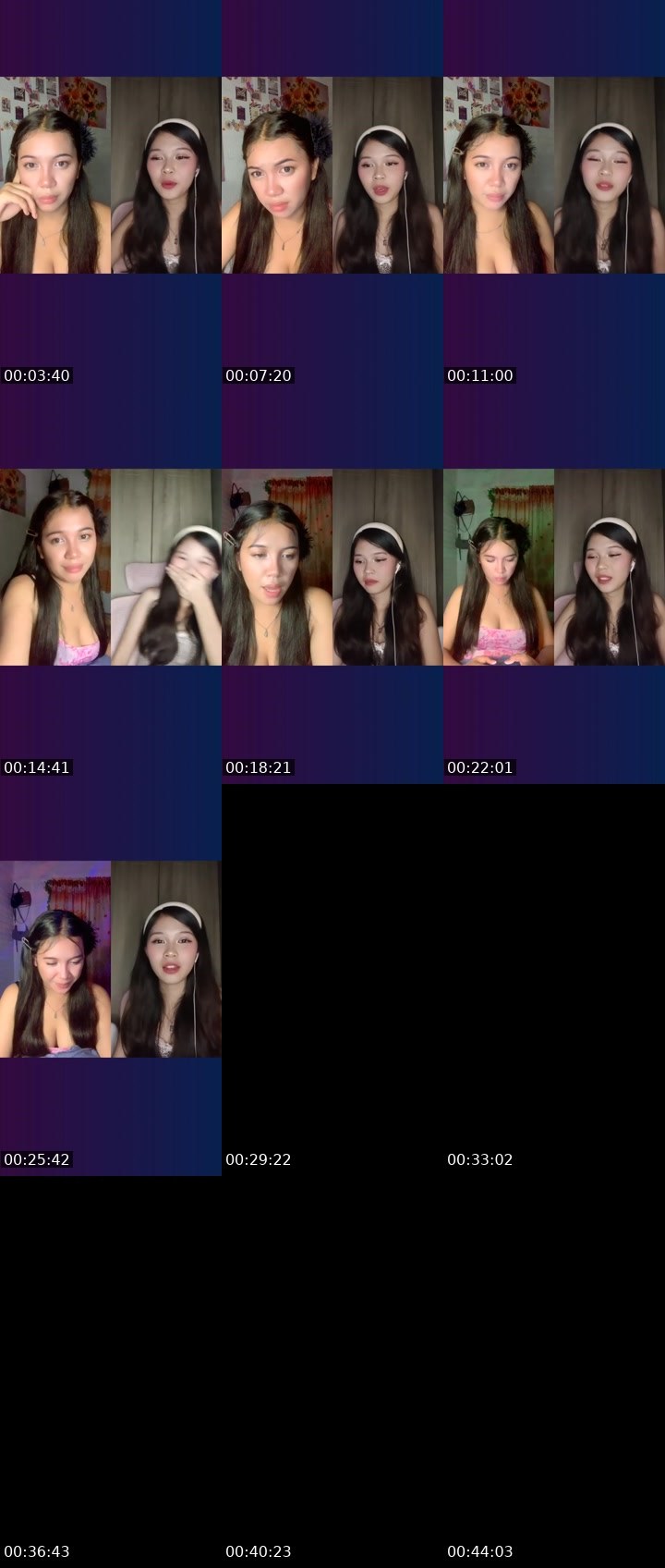 Contact-sheet preview of 👸 𝔃𝓪𝔂𝓮 🦄𐙚🍃's Liveme recording