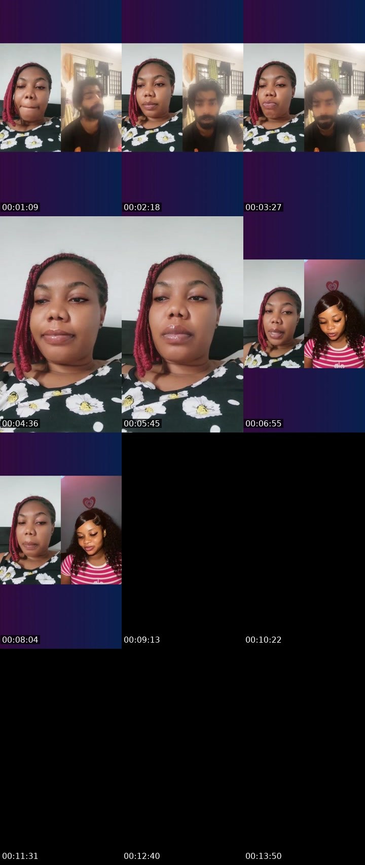 Contact-sheet preview of Shela 💝's Liveme recording