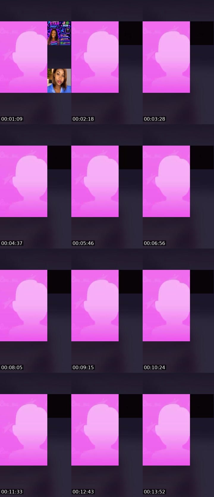 Contact-sheet preview of 🍎Ž⃤Ť⃤sara🦉⃤'s Liveme recording