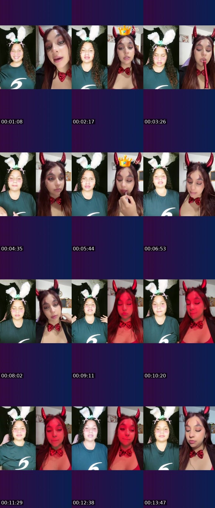 Contact-sheet preview of ☁️eve💨's Liveme recording