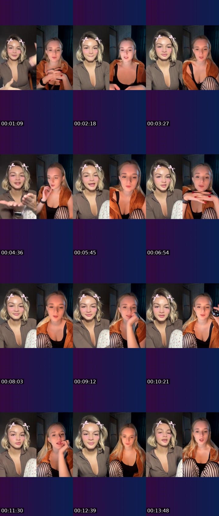 Contact-sheet preview of Ulyana🐰🩷's Liveme recording