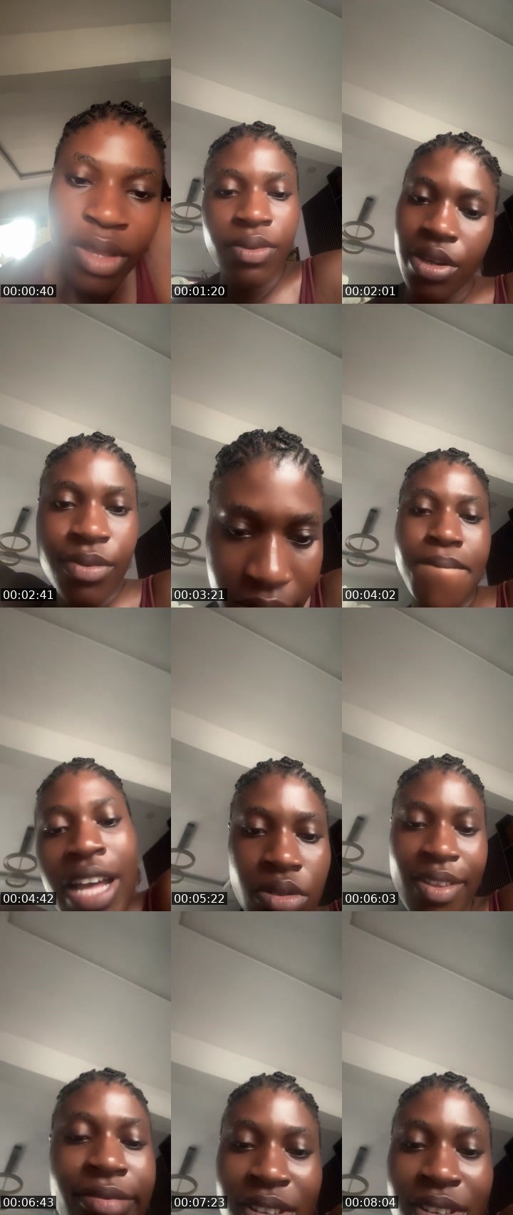 Contact-sheet preview of Berty Ejike's Liveme recording