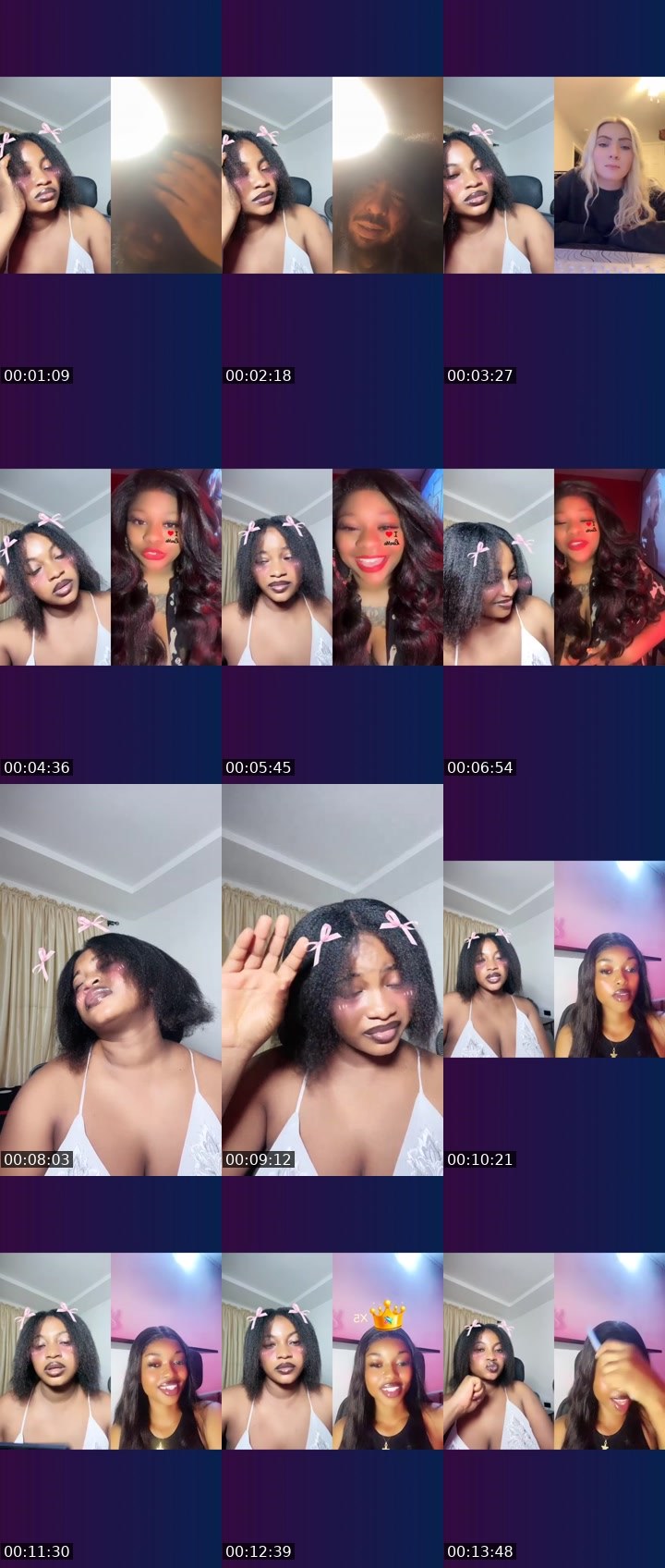 Contact-sheet preview of SASHA 👅🏦's Liveme recording