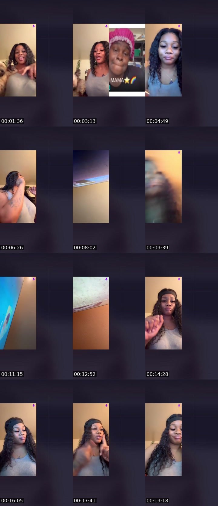 Contact-sheet preview of Indiee💕's Liveme recording