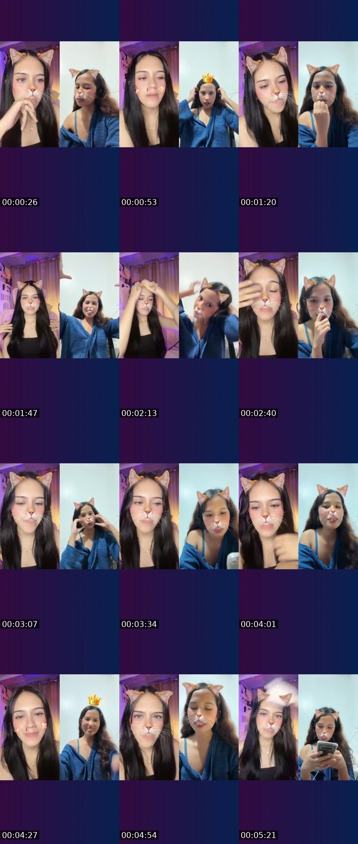 Contact-sheet preview of 👸🏻AERALIE🦄's Liveme recording