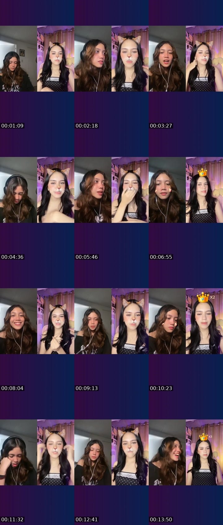 Contact-sheet preview of 👸🏻indie🔮📚's Liveme recording