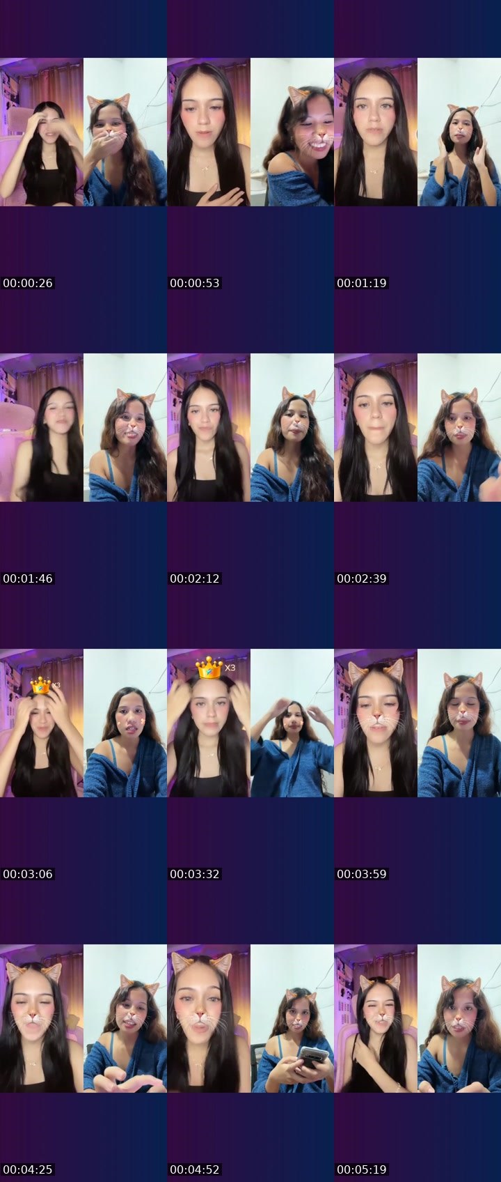 Contact-sheet preview of 👸🏻AERALIE🦄's Liveme recording