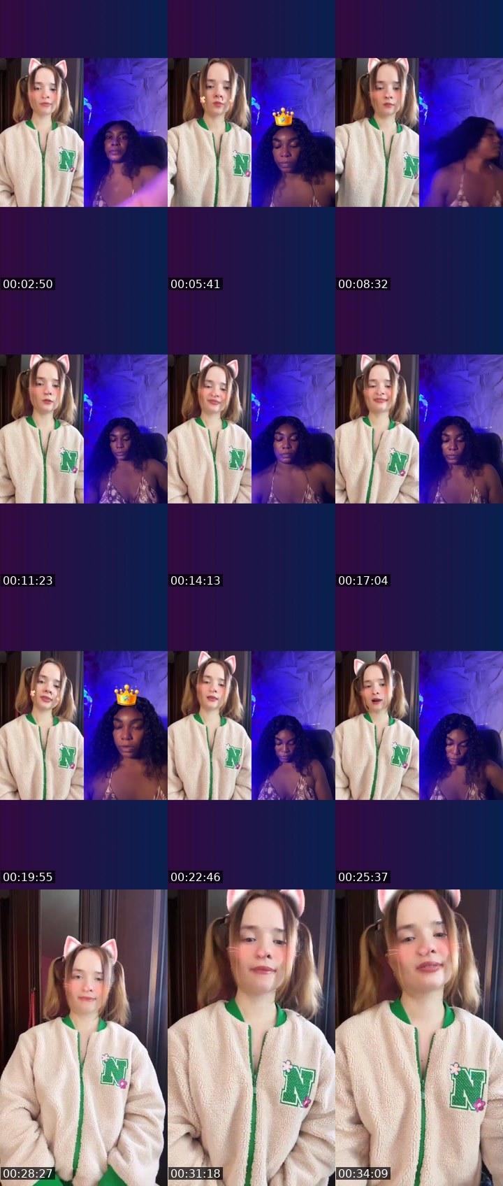 Contact-sheet preview of Tanya Oink-Oink's Liveme recording