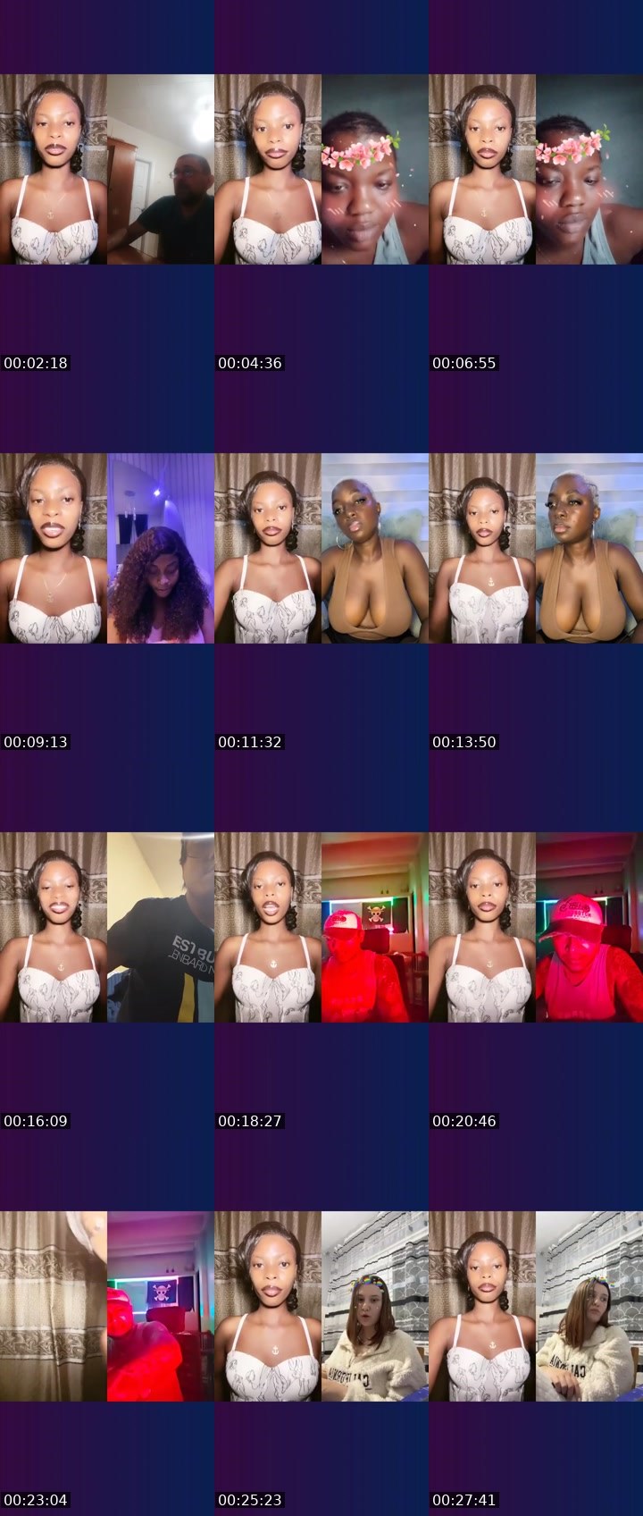 Contact-sheet preview of 𝕄𝕤.𝕎𝕙𝕚𝕕's Liveme recording