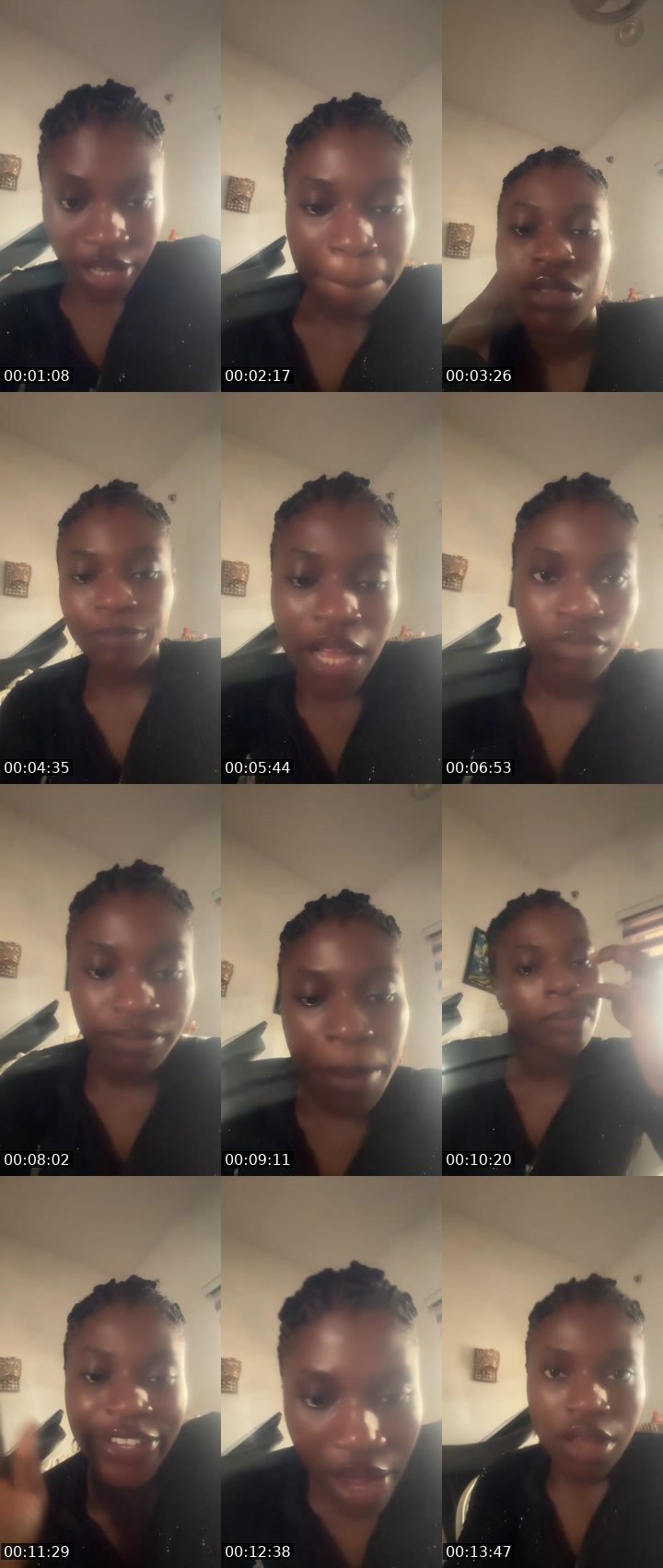Contact-sheet preview of Berty Ejike's Liveme recording