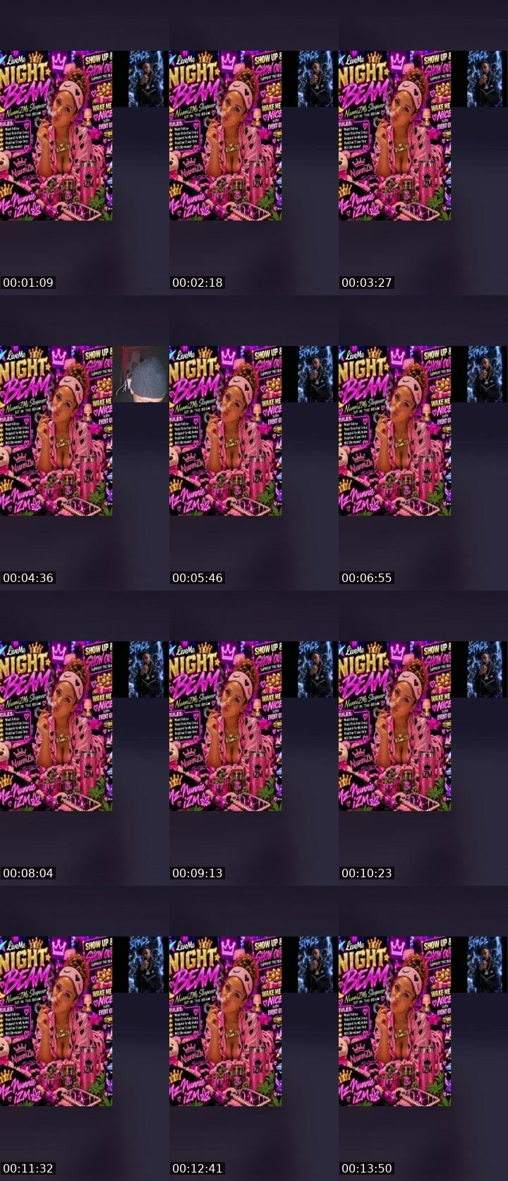 Contact-sheet preview of 👑Mz.Nunnie🌐iZM's Liveme recording