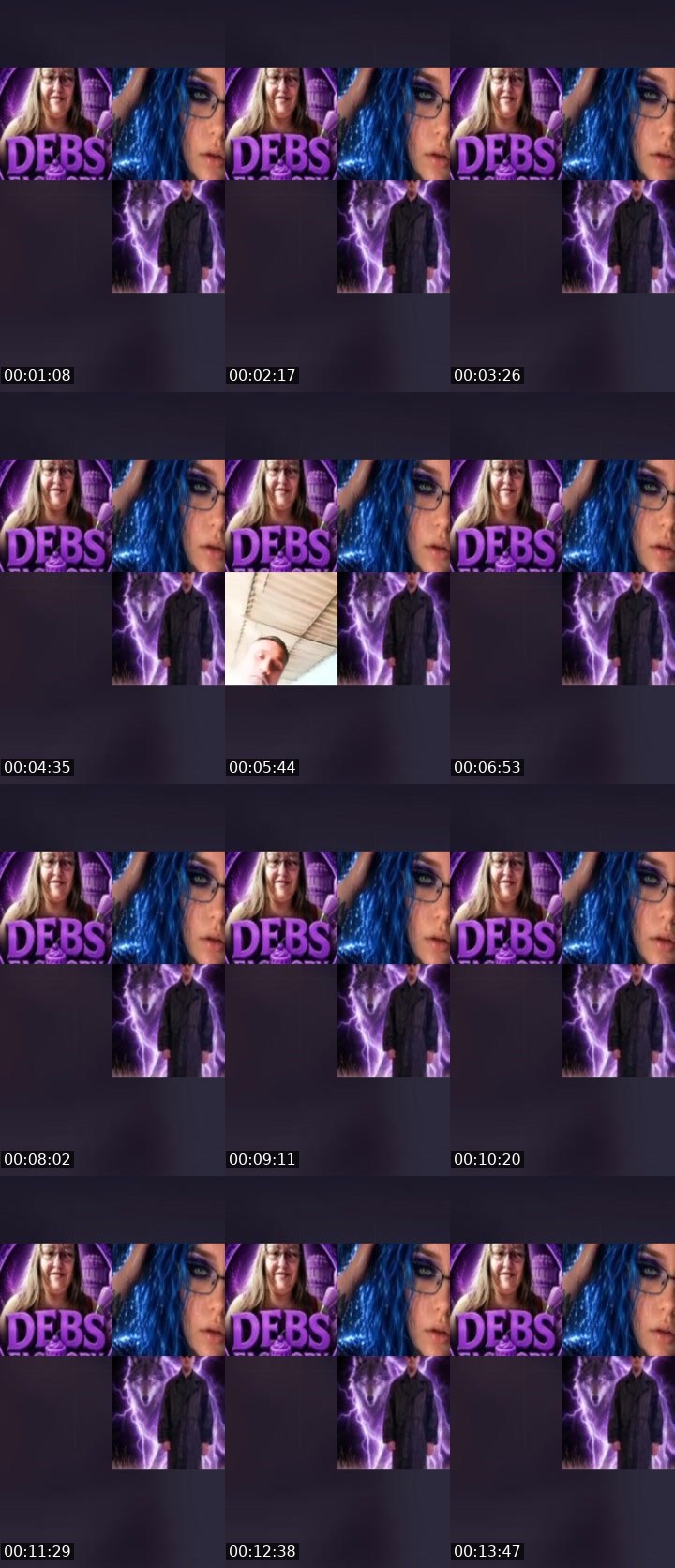 Contact-sheet preview of DEBS 🎂 FACTORY's Liveme recording