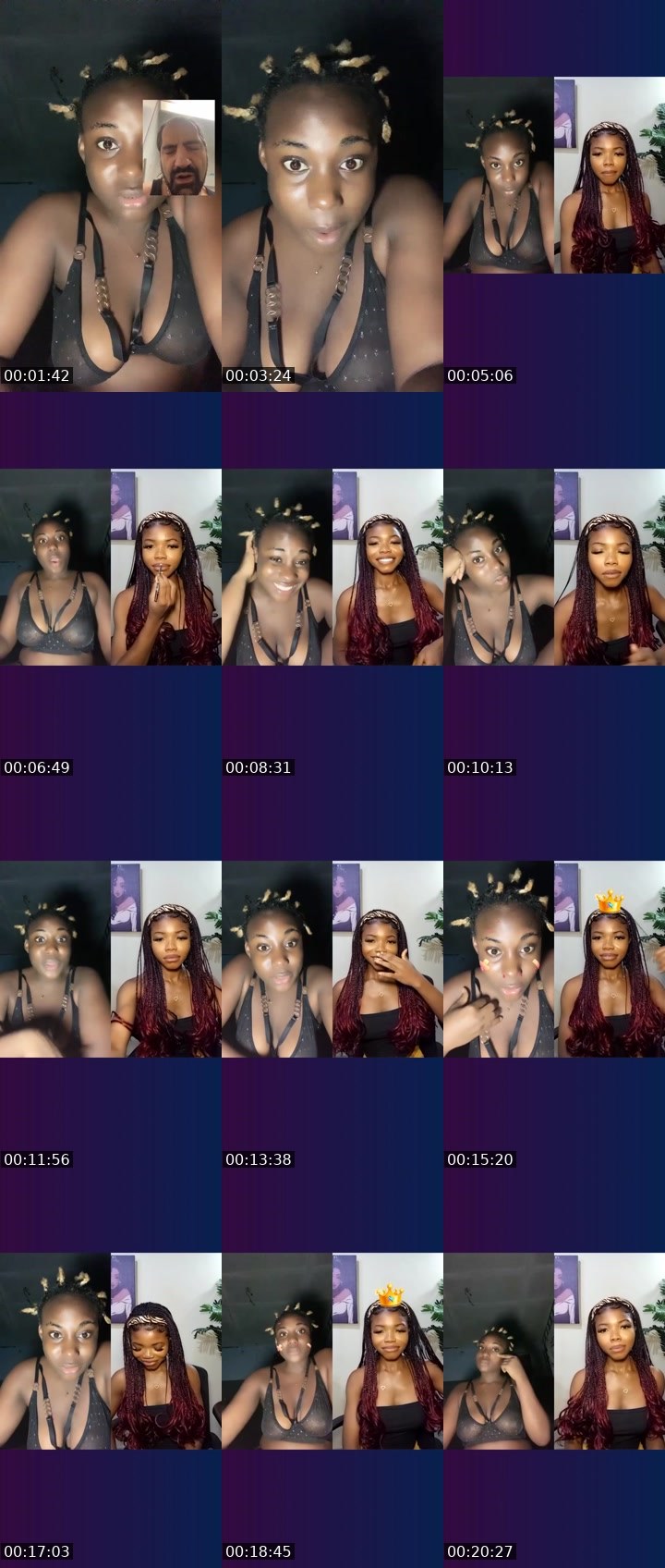 Contact-sheet preview of 🦉⃤ queen 🥹❤️Ž⃤Ť⃤'s Liveme recording